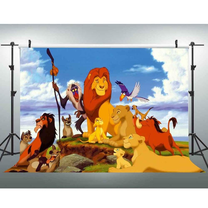 EOA 7(W) x5(H) FT Cartoon Lion King Photography Backdrop Tropical Safari Birthday Background Jungle Forest Animal Banner Studio Props - Image 1